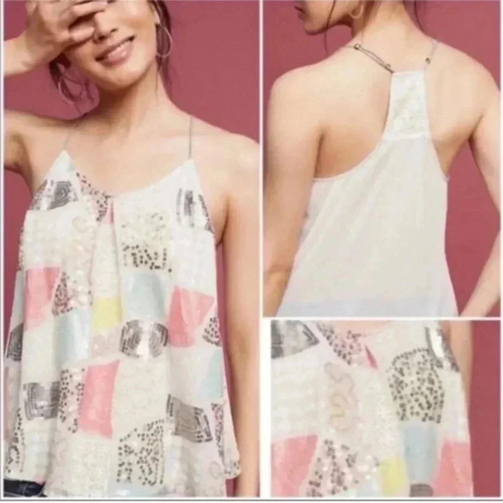 Anthropologie Floreat Sequin Patchwork Embroidere… - image 2